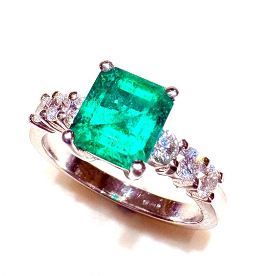 Ringe Sommer Dame Anello Con Smeraldo in Weißgold Smeraldo 1.13 Ct SME CT 1.13 DIA CT 0.49 G/VS - SME CT 1.13 DIA CT 0.49 G/VS